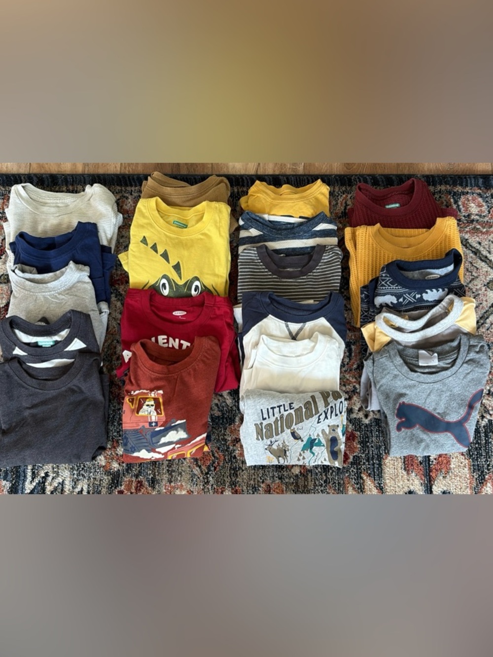 Kids Mix-Pack Long Sleeve Tops - Yellow, Red, Navy, White, Gray 3T